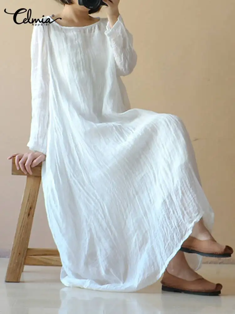 Celmia Long Sleeve Leisure Robe Female 2022 Summer Dress Women Casual Loose Maxi Dress Breathable Cotton Linen Vestido Mujer
Celmia Long Sleeve Leisure Robe Female 2022 Summer Dress Women Casual Loose Maxi Dress Breathable Cotton Linen Vestido Mujer