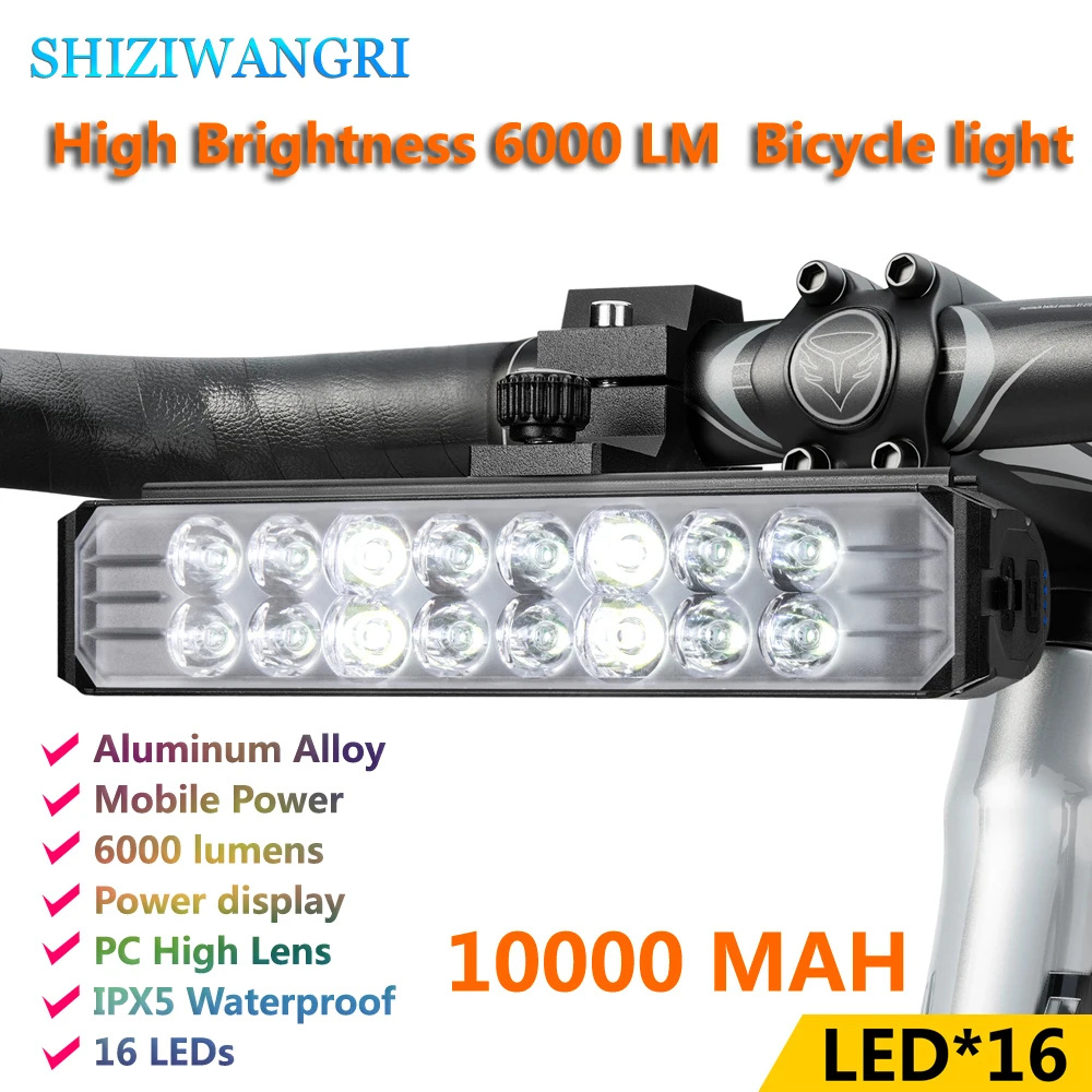 10000Mah Headlight For Bicycle Led Light Bicycle Front Lamp Rechargeable 16*LED Front Bike Light Headlight Bike Accessories
10000Mah Headlight For Bicycle Led Light Bicycle Front Lamp Rechargeable 16*LED Front Bike Light Headlight Bike Accessories