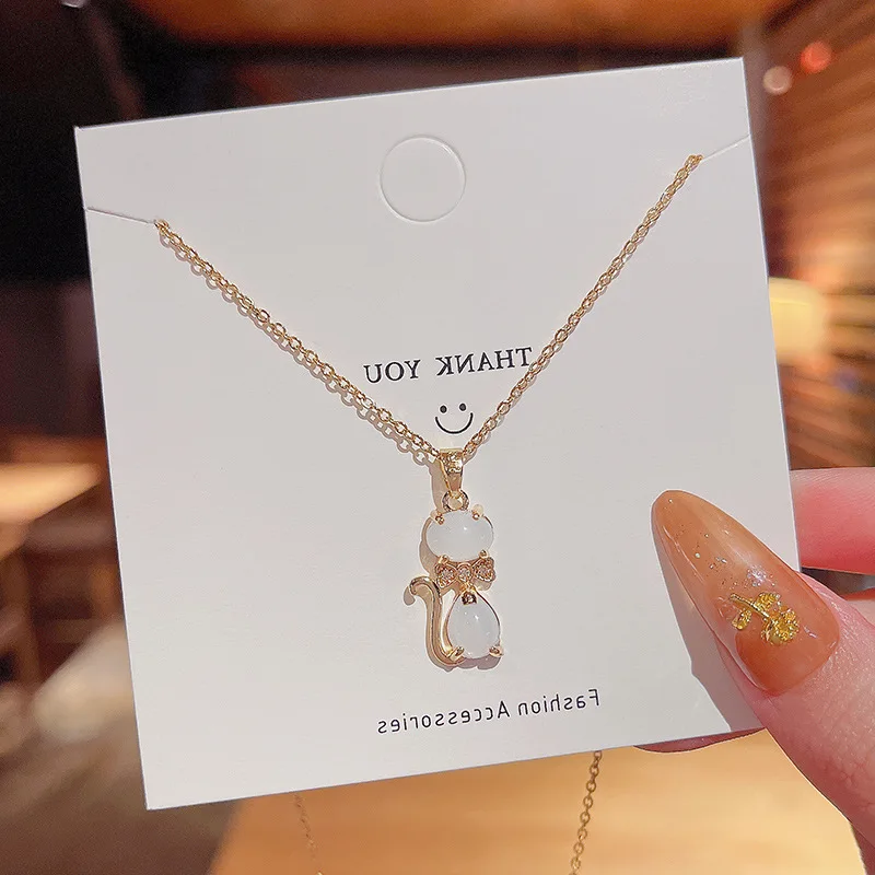 Diamond Studded Cute Kitten Titanium Steel Necklace Female Personality Fashion Super Fairy Pendant Accessories Advanced Design
Diamond Studded Cute Kitten Titanium Steel Necklace Female Personality Fashion Super Fairy Pendant Accessories Advanced Design