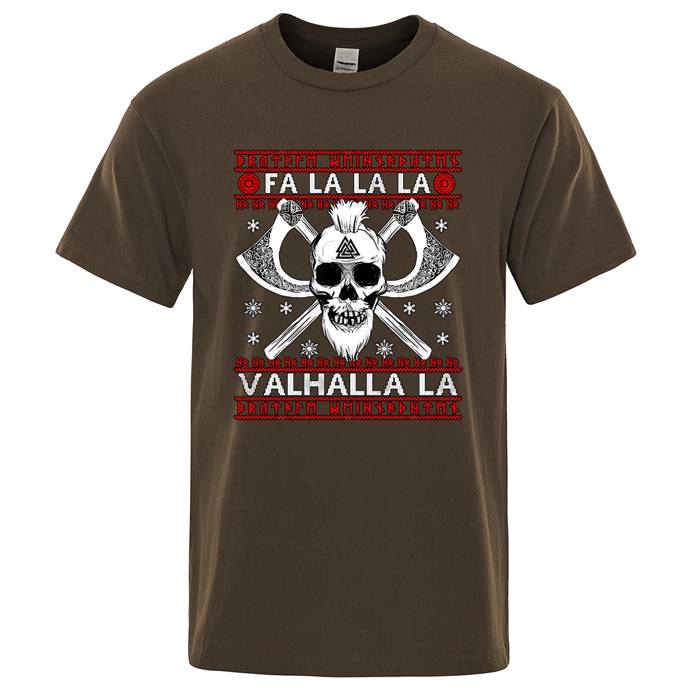 Мужские рождественские футболки Fa La Valhalla La, повседневные футболки в стиле Харадзюку, хлопковые летние уличные Топы с коротким рукавом 
Мужские рождественские футболки Fa La Valhalla La, повседневные футболки в стиле Харадзюку, хлопковые летние уличные Топы с коротким рукавом