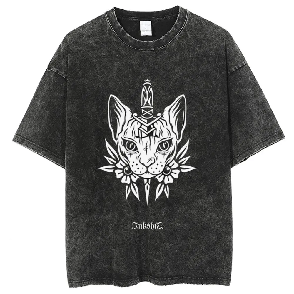Vintage Washed T Shirts, Attack On Cats Printed T Shirt Men, Harajuku Oversize Tee Retro Couple Cotton Unisex Y2k Streetwear
Vintage Washed T Shirts, Attack On Cats Printed T Shirt Men, Harajuku Oversize Tee Retro Couple Cotton Unisex Y2k Streetwear