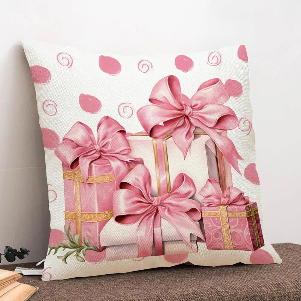 

Durable Linen Pillowcase Vibrant Soft Linen Christmas Pillow Covers Festive Sofa Cushion Decorations with Hidden Zipper Closure