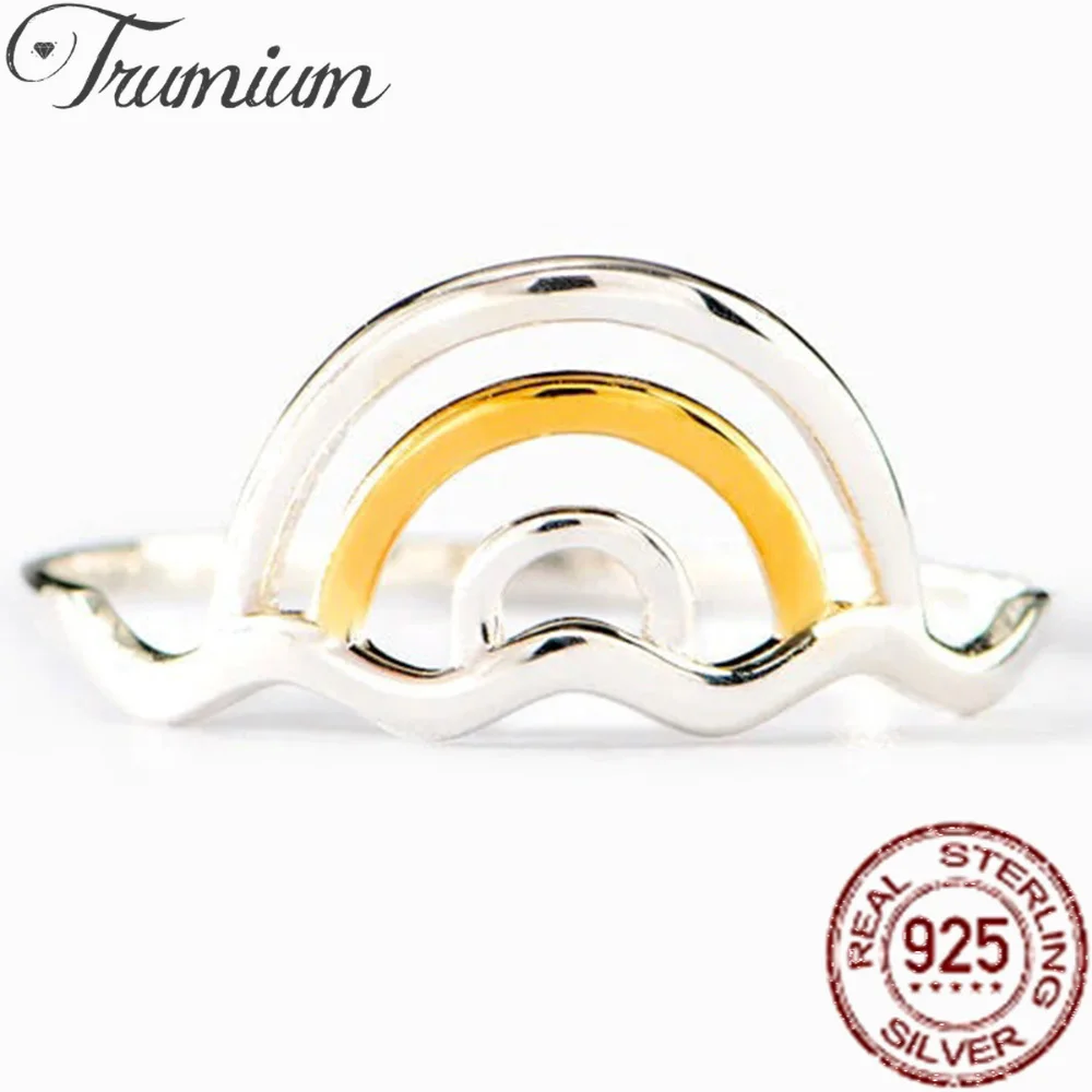 Trumium Genuine s925 Sterling Silver Fashion Rainbow Shape Rings for Women Wave Finger Ring Fine Wedding Jewelry Girl Gifts
Trumium Genuine s925 Sterling Silver Fashion Rainbow Shape Rings for Women Wave Finger Ring Fine Wedding Jewelry Girl Gifts