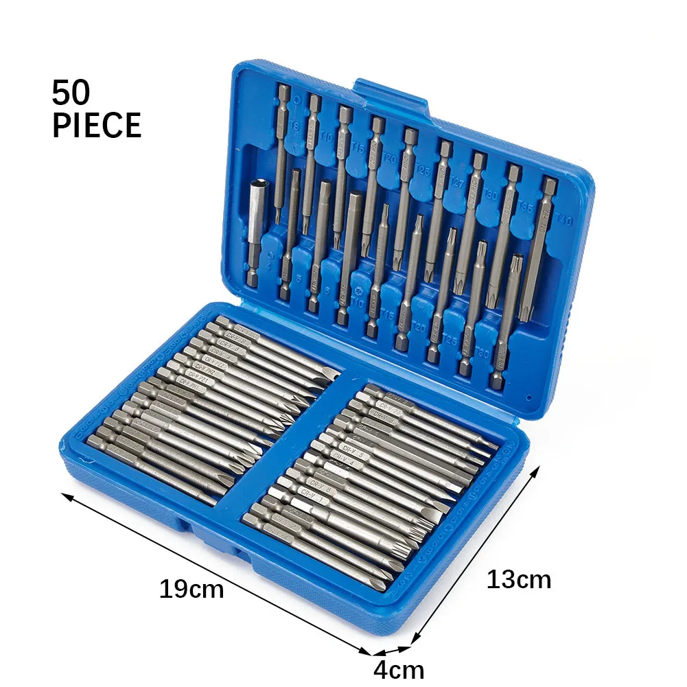 50 Pcs 75mm Screwdriver Head With Storage Case 1/4 Screwdriver Bits Set Allen Hex Pozidrive Bits Ph2 Torx Bit Tool Accessories
50 Pcs 75mm Screwdriver Head With Storage Case 1/4 Screwdriver Bits Set Allen Hex Pozidrive Bits Ph2 Torx Bit Tool Accessories