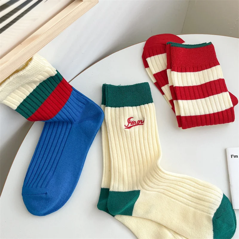 Women New 2023 Fashion Cotton Autumn Striped Socks Long For Socks Breathable Soft Korean Style Cute Embroidery Girls Casual Comf
Women New 2023 Fashion Cotton Autumn Striped Socks Long For Socks Breathable Soft Korean Style Cute Embroidery Girls Casual Comf