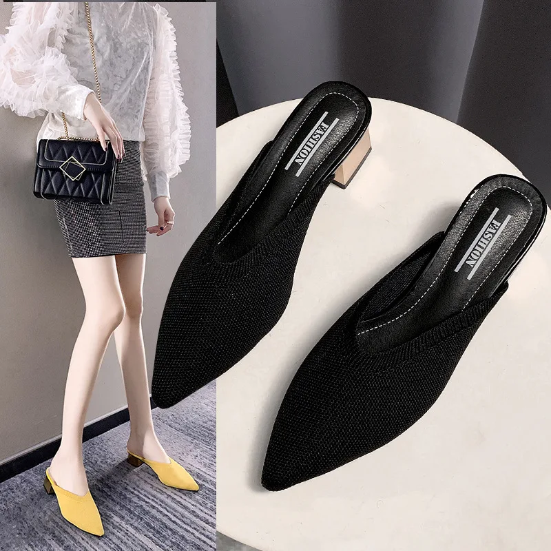 Pointed Toe High-Heeled Shoes Lady Slippers Casual Square heel Slides Med Slipers Women Cover Luxury Block Summer 2023 PU Pumps
Pointed Toe High-Heeled Shoes Lady Slippers Casual Square heel Slides Med Slipers Women Cover Luxury Block Summer 2023 PU Pumps