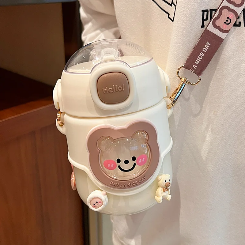 New Bubble Bear Water Bottle For Kids School Girls Cute Big Belly Straw Cup Portable Large Capacity Plastic Water Bottle 820ML
New Bubble Bear Water Bottle For Kids School Girls Cute Big Belly Straw Cup Portable Large Capacity Plastic Water Bottle 820ML