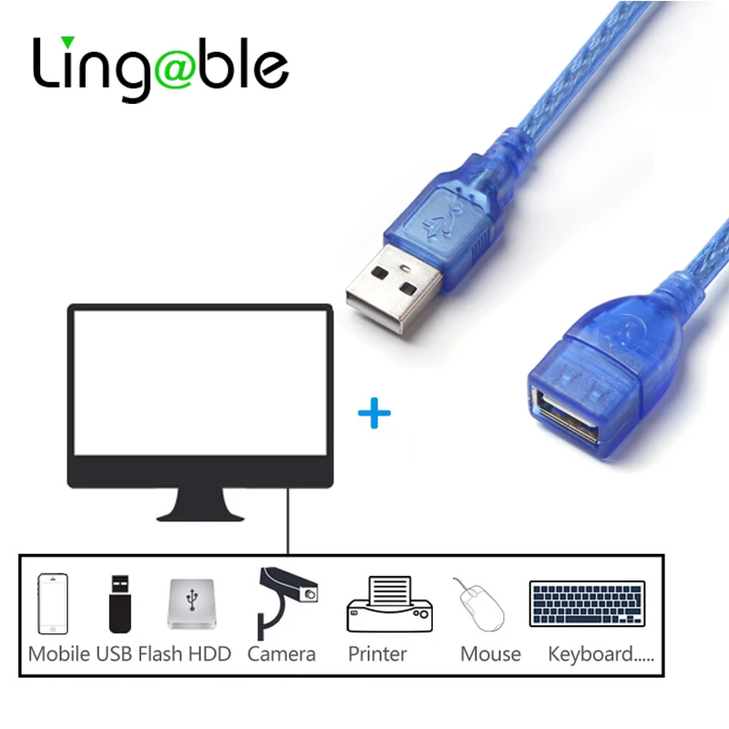 

Lingable USB 2.0 Cable High Speed USB Extension Cable 2.0 Male to Female For PC Laptop 1.5m USB Data Sync Transfer Extender Cord