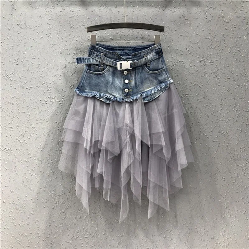 Women's Mesh Denim Skirt Stylish 2023 Summer New Irregular Stitching Slim Simple Casual Chic and Elegant Woman A-line Skirt Y2K
Women's Mesh Denim Skirt Stylish 2023 Summer New Irregular Stitching Slim Simple Casual Chic and Elegant Woman A-line Skirt Y2K