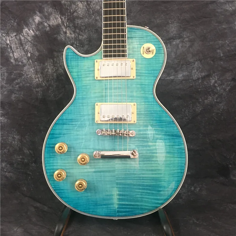 New arrival custom shop color blue striped tiger guitar Left hand electric guitar rose guitar fingerboard, free shipping
New arrival custom shop color blue striped tiger guitar Left hand electric guitar rose guitar fingerboard, free shipping