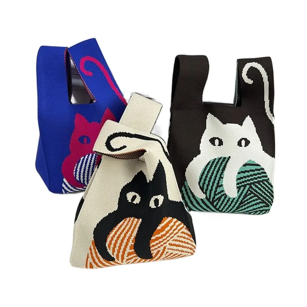 Portable Trendy Casual Women Handbag Summer Simple Weave Knitted Bag Cat Cartoon Large Capacity Wrist Bag
Portable Trendy Casual Women Handbag Summer Simple Weave Knitted Bag Cat Cartoon Large Capacity Wrist Bag