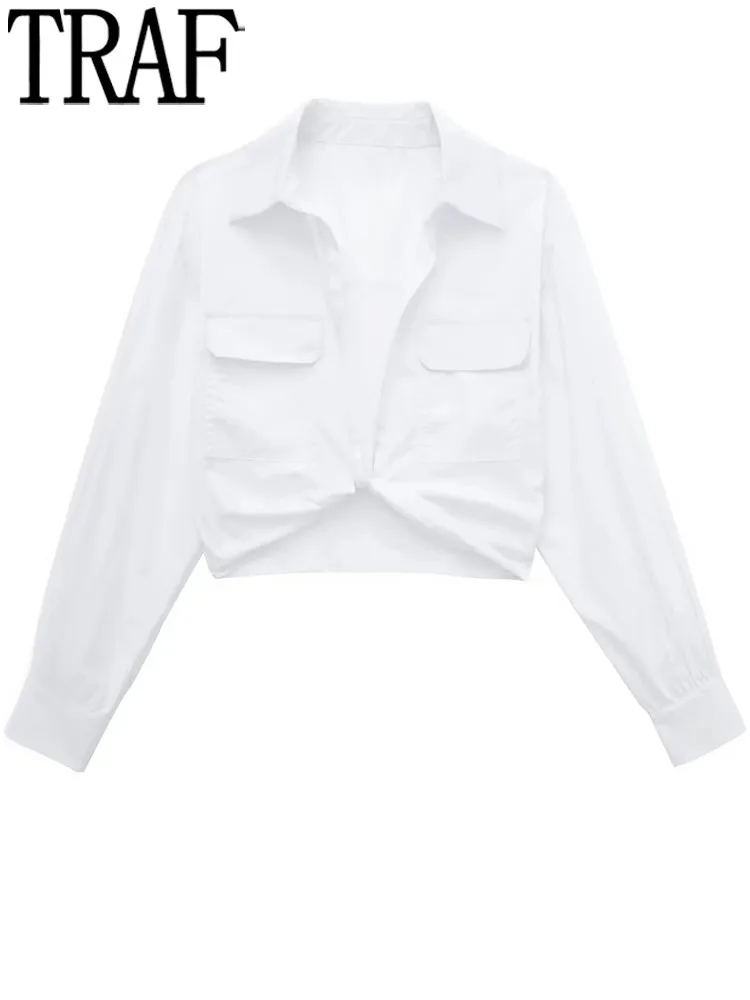 TRAF White Crop Top Female Knot Cropped Shirt Women Summer Button Up Shirt Fashion Woman Blouses 2022 Streetwear Long Sleeve Top
TRAF White Crop Top Female Knot Cropped Shirt Women Summer Button Up Shirt Fashion Woman Blouses 2022 Streetwear Long Sleeve Top