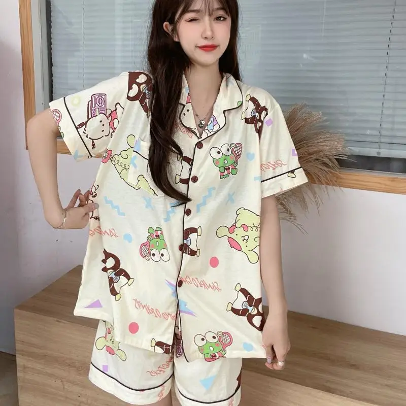 Sanrio Kawaii Pom Pom Purin Pochacco Kerokero Keroppi Badtz-Maru Family Collection Short Sleeve Shorts Summer Couples Pajamas
Sanrio Kawaii Pom Pom Purin Pochacco Kerokero Keroppi Badtz-Maru Family Collection Short Sleeve Shorts Summer Couples Pajamas
