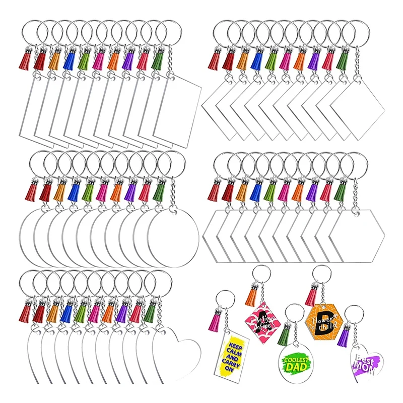 50 Sets Blank Keychains For Vinyl, Acrylic Keychain Blanks With 5 Shapes Clear Acrylic Disc Leather Tassel Charms
50 Sets Blank Keychains For Vinyl, Acrylic Keychain Blanks With 5 Shapes Clear Acrylic Disc Leather Tassel Charms