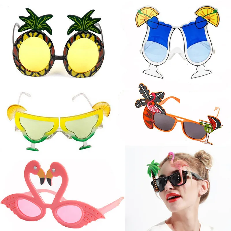 

1PC Hawaii Tropical Party Sunglasses Flamingo Hawaiian Luau Pool Beach Party Decoration Supplies Funny Shark Glasses Photo Props