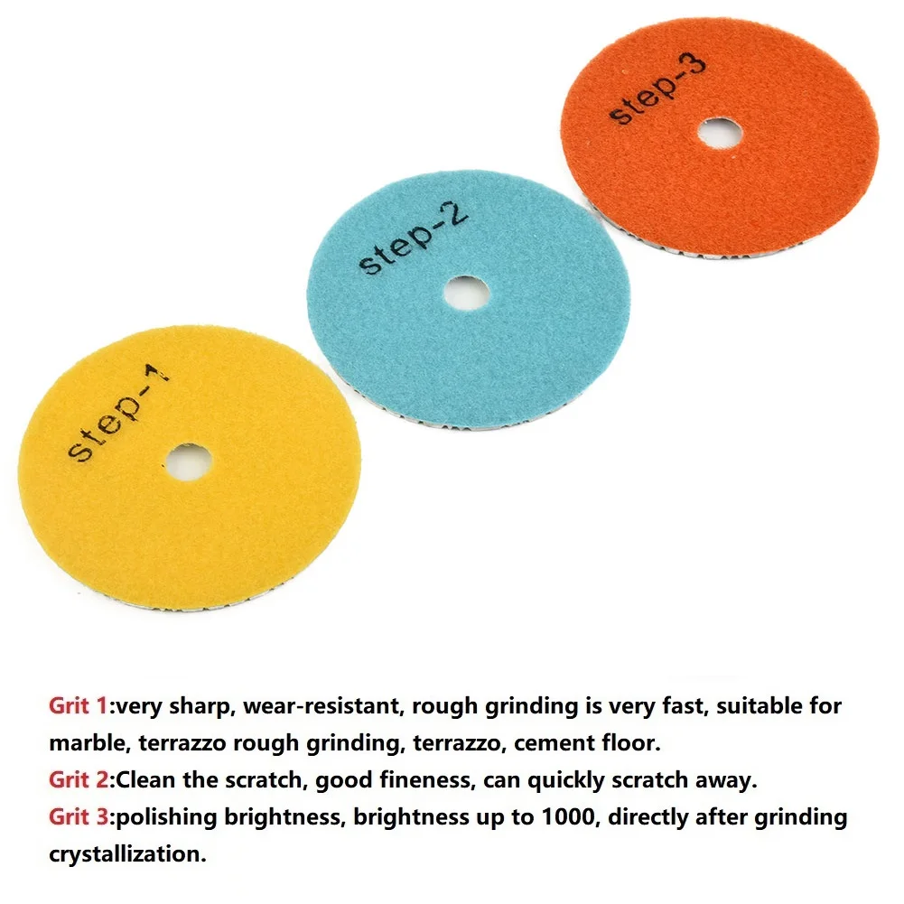 3PCS 4Inch Dry/wet Diamond 3 Step Polishing Pads For Granite Stone Concrete Marble Grinding Abrasive Power Tools Dropshippin G
3PCS 4Inch Dry/wet Diamond 3 Step Polishing Pads For Granite Stone Concrete Marble Grinding Abrasive Power Tools Dropshippin G