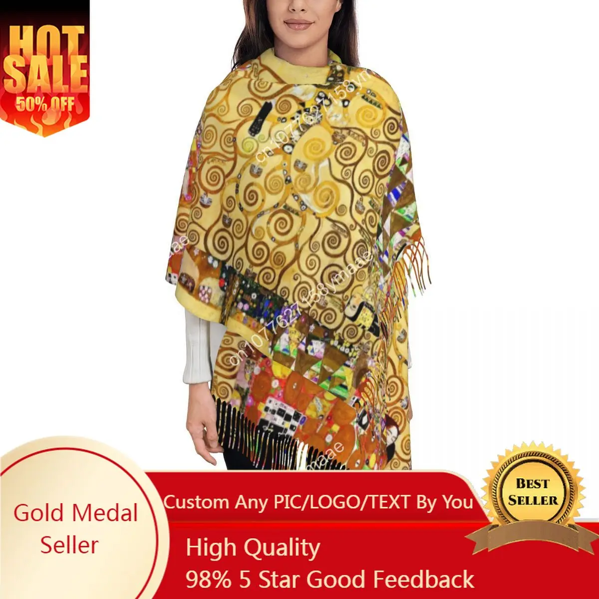 Custom Tree Of Life Stoclet Frieze Gustav Klimt Scarf For Womens Warm Winter Shawls And Wrap Long Large Shawl Scarf Daily Wear 
Custom Tree Of Life Stoclet Frieze Gustav Klimt Scarf For Womens Warm Winter Shawls And Wrap Long Large Shawl Scarf Daily Wear