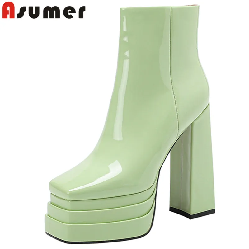 ASUMER 2023 Size 36-42 New Patent Leather Ankle Boots Ladies Winter Shoes Zipper Thick High Heels Platform Women Boots
ASUMER 2023 Size 36-42 New Patent Leather Ankle Boots Ladies Winter Shoes Zipper Thick High Heels Platform Women Boots