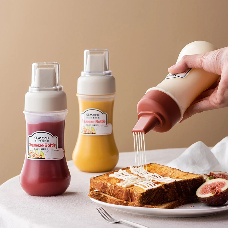 350ML Sauce Squeeze Bottle Five Hole Plastic Ketchup Bottle Sauce Honey Dispenser Container Kitchen Condiment Olive Oil Bottles
350ML Sauce Squeeze Bottle Five Hole Plastic Ketchup Bottle Sauce Honey Dispenser Container Kitchen Condiment Olive Oil Bottles