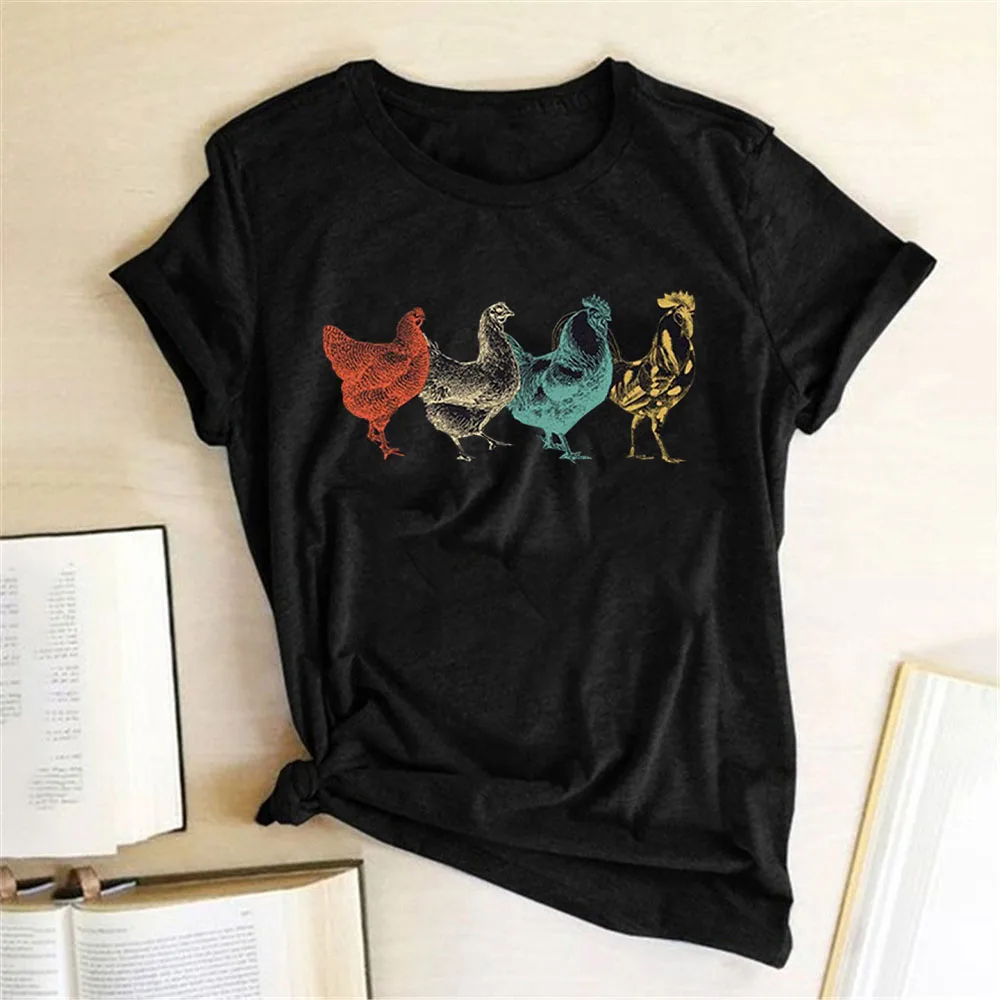 Hen Chicken Print Funny T-Shirt Women Short Sleeve O-Neck Fashion Female Summer Fitted Tees Tops
Hen Chicken Print Funny T-Shirt Women Short Sleeve O-Neck Fashion Female Summer Fitted Tees Tops