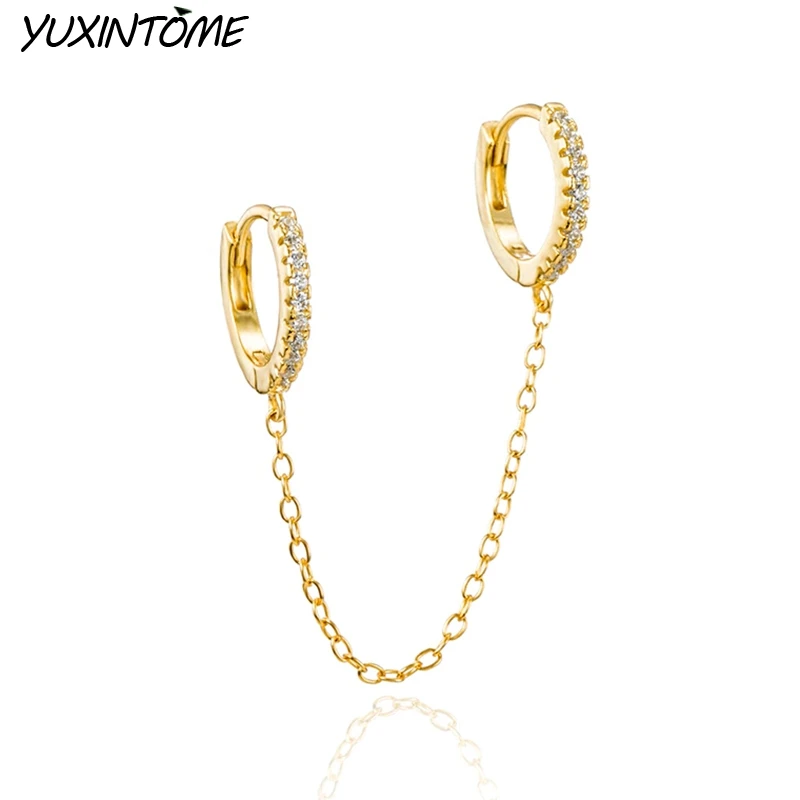 925 Sterling Silver Needle Simple Crystal Zircon Double Ear Pierced Earrings for Women Men Punk Long Chain Hoop Earring Jewelry
925 Sterling Silver Needle Simple Crystal Zircon Double Ear Pierced Earrings for Women Men Punk Long Chain Hoop Earring Jewelry