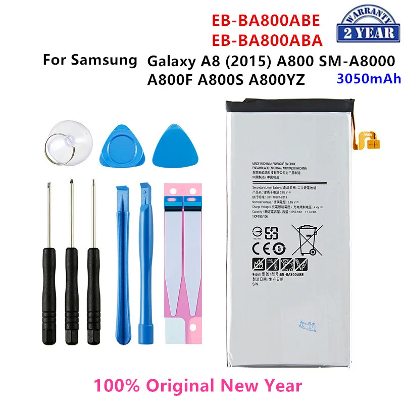 100% Orginal EB-BA800ABE EB-BA800ABA 3050mAh Battery For Samsung Galaxy A8 (2015) A800 SM-A8000 A800F A800S A800YZ +Tools
100% Orginal EB-BA800ABE EB-BA800ABA 3050mAh Battery For Samsung Galaxy A8 (2015) A800 SM-A8000 A800F A800S A800YZ +Tools