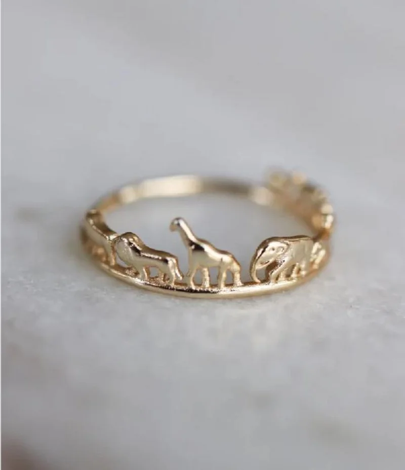 Simple Women's Fashion Thin Zaria Animal Safari Ring Dainty Gold Elephant Giraffe Lion Rhino Stacking Jewelry Rings Female Gift
Simple Women's Fashion Thin Zaria Animal Safari Ring Dainty Gold Elephant Giraffe Lion Rhino Stacking Jewelry Rings Female Gift