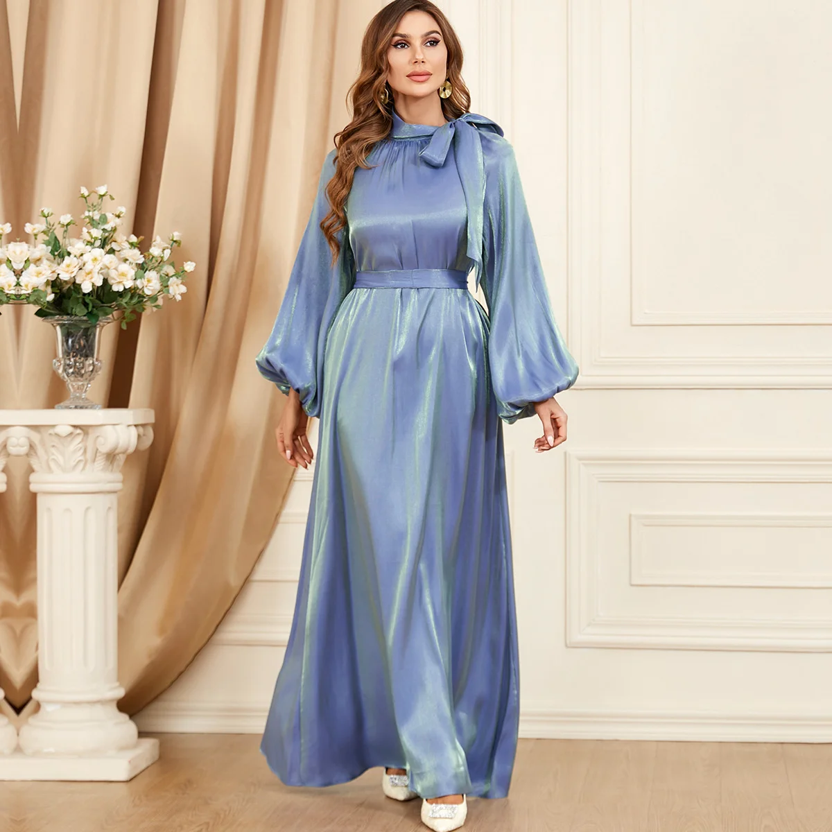 Muslin Long Dress For Party Dubai Turkey Women's Arabic Apparel New Lace Up Solid Long Sleeve Dress Abaya Elegant Female Clothes
Muslin Long Dress For Party Dubai Turkey Women's Arabic Apparel New Lace Up Solid Long Sleeve Dress Abaya Elegant Female Clothes