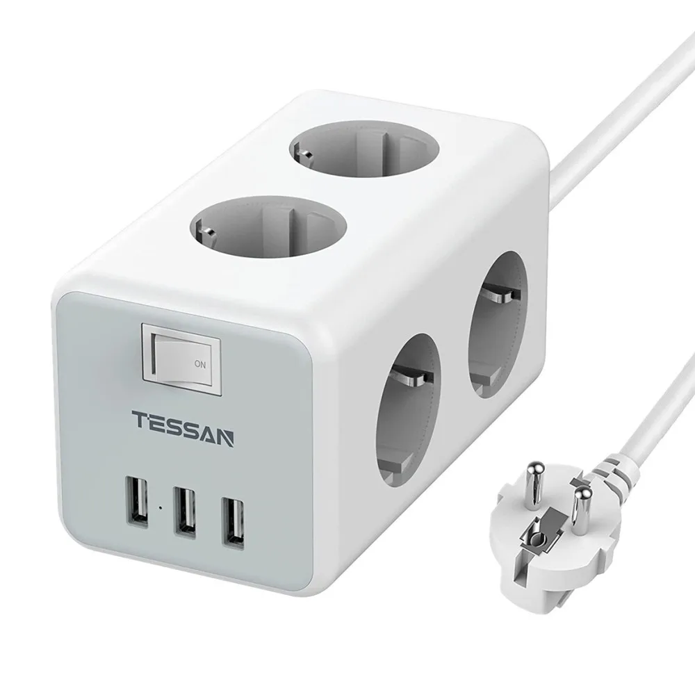 TESSAN Wall Mountable Power Strip with 3/6 AC Outlets 3 USB Ports, EU Plug Extension Socket with Switch 2M Cable for Home Office
TESSAN Wall Mountable Power Strip with 3/6 AC Outlets 3 USB Ports, EU Plug Extension Socket with Switch 2M Cable for Home Office