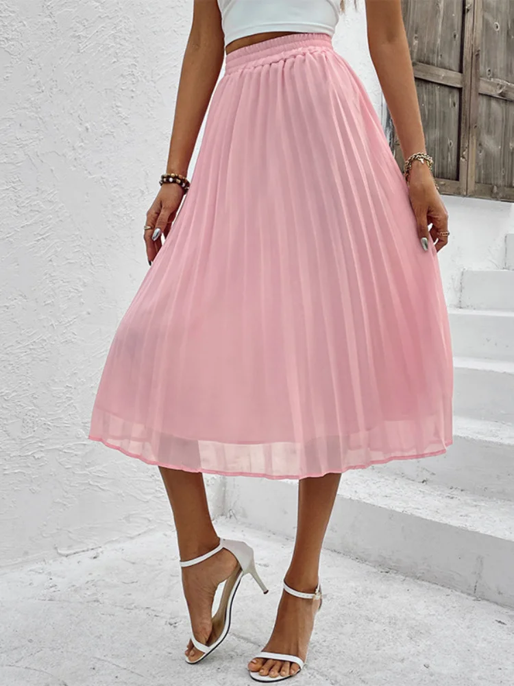 Women Pure Color Mesh Pleated Skirt 2023 Summer Loose Breathable Commuter High Waist Chiffon Skirt Women Casual Midi Skirt
Women Pure Color Mesh Pleated Skirt 2023 Summer Loose Breathable Commuter High Waist Chiffon Skirt Women Casual Midi Skirt