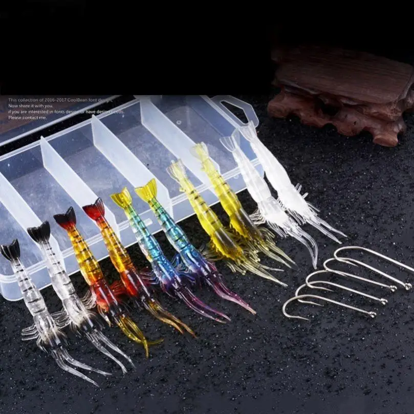 10pcs / box 4g 10cm Durable Simulation Lifelike Prawn Soft Shrimp Fishing Lure Artificial Bait with 5pcs Hooks
10pcs / box 4g 10cm Durable Simulation Lifelike Prawn Soft Shrimp Fishing Lure Artificial Bait with 5pcs Hooks