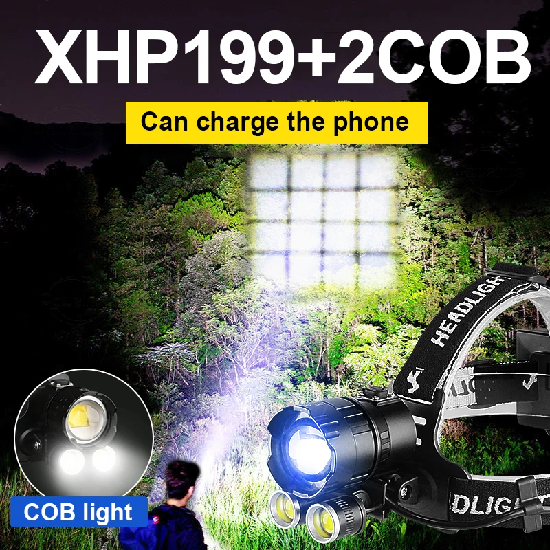 

New XHP199 Most Powerful Headlamp XHP160 COB Led Headlamp USB Rechargeable Head Lamp XHP90 Headlight 18650 Head Flashlight Torch