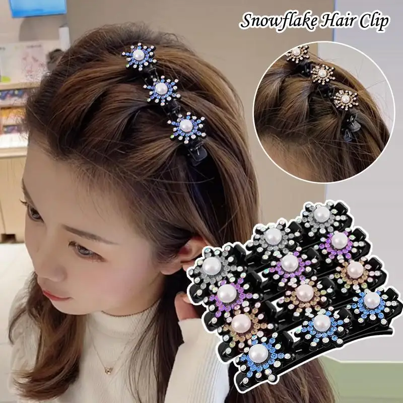 

Sparkling Crystal Stone Braided Hair Clips Satin Fabric Hair Bands Rhinestone Hair Clips Braided Hair Clip with Rhinestones