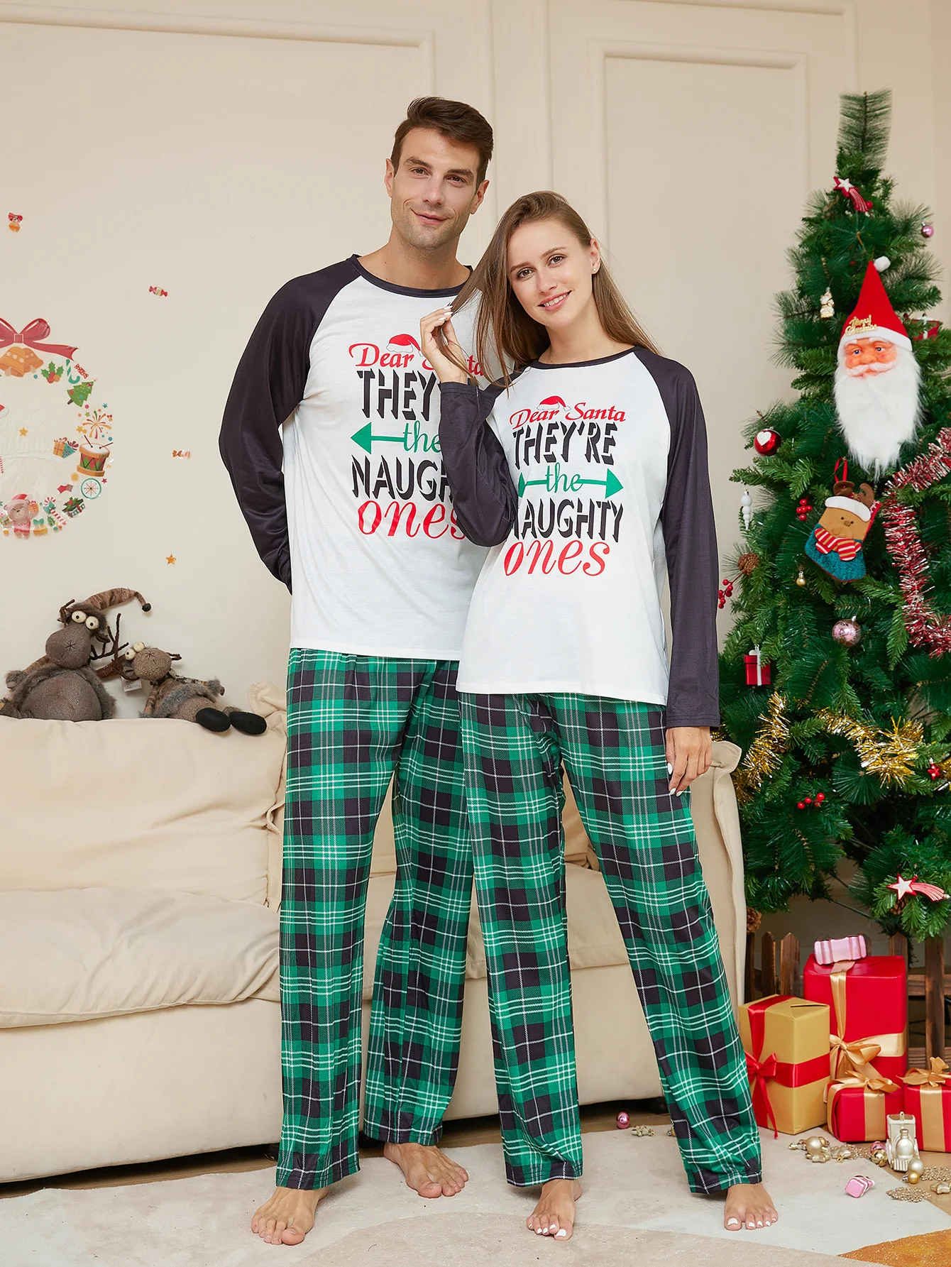 

Xmas Pjs Long Sleeve Green Plaid Mother Kids Child Baby Christmas Pajamas Family Matching Set Mommy Daddy Daughter Me 2023 New