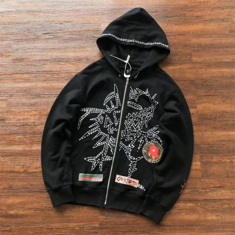 European And American Trend Travis Scott High Street Cartoon Print Men's Cardigan Zipper Hooded Sweater Jacket
European And American Trend Travis Scott High Street Cartoon Print Men's Cardigan Zipper Hooded Sweater Jacket