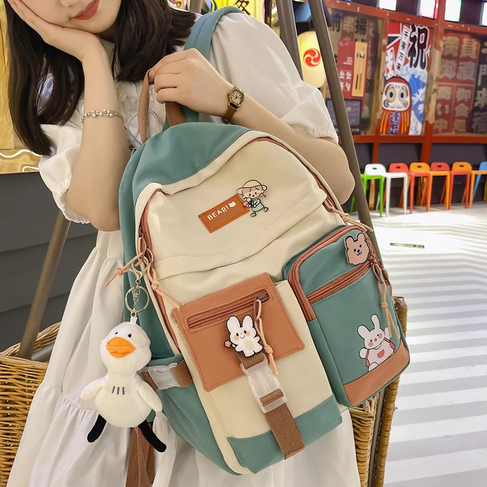 Badge Buckle Backpack Women Waterproof Color Patchwork Backpacks Teenage Girl School Bag Fancy High Capacity Student Book Bag 
Badge Buckle Backpack Women Waterproof Color Patchwork Backpacks Teenage Girl School Bag Fancy High Capacity Student Book Bag