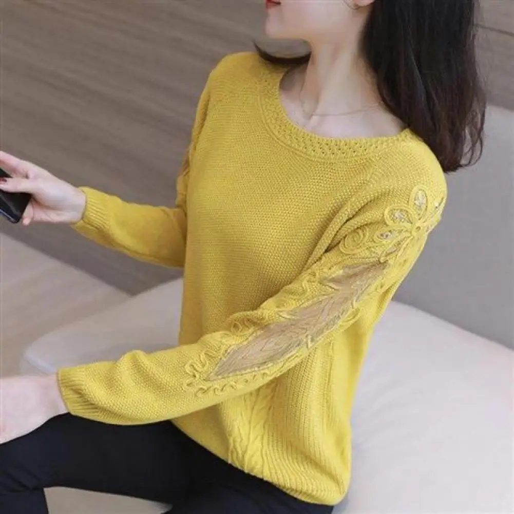 Lace Women Sweater Cozy Chic Women's Lace Applique Knitted Sweaters for Fall Winter Soft Warm Anti-shrink Pullovers with Elastic
Lace Women Sweater Cozy Chic Women's Lace Applique Knitted Sweaters for Fall Winter Soft Warm Anti-shrink Pullovers with Elastic