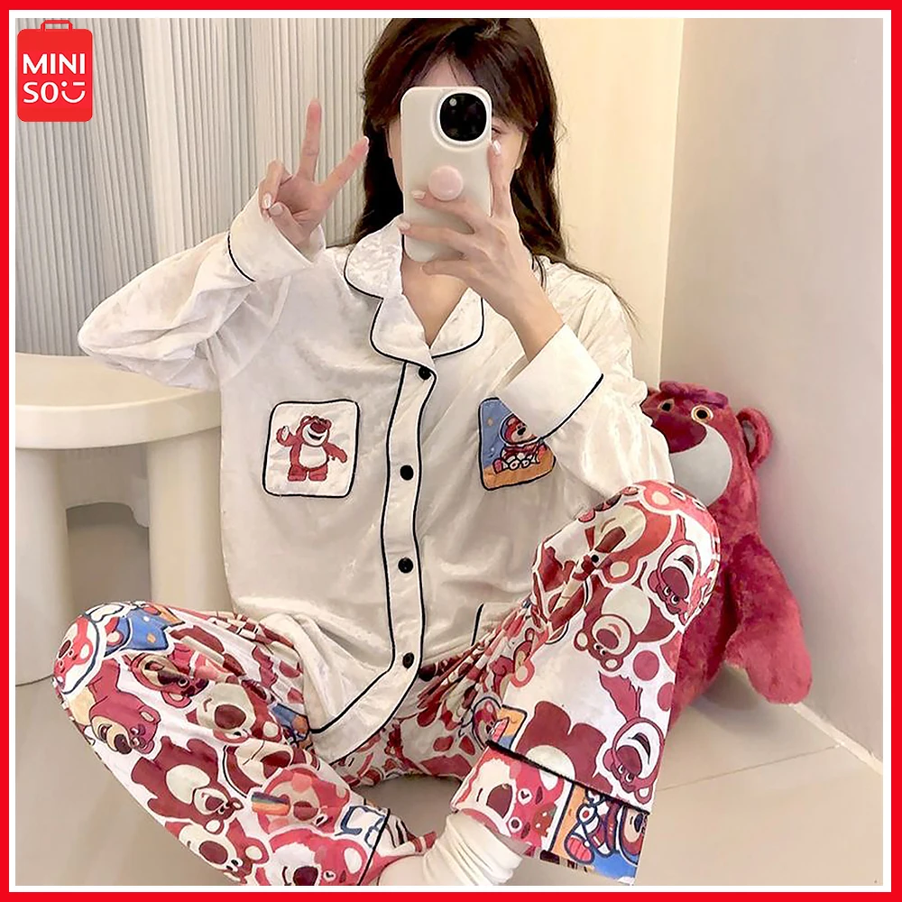 Miniso Lotso Cute Casual Pajamas Girls Autumn Winter New Canary and Velvet Warm Advanced Sense Cartoon Home Dress Christmas Gift 
Miniso Lotso Cute Casual Pajamas Girls Autumn Winter New Canary and Velvet Warm Advanced Sense Cartoon Home Dress Christmas Gift