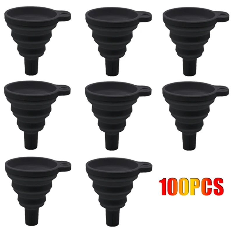 

100X Engine Funnel Car Universal Silicone Liquid Funnel Washer Fluid Change Auto Engine Oil Petrol Change Funnel Black