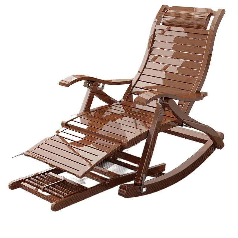 

Living Room Folding Rocking Armchair Relax Sun Lounger Nap Portable Bamboo Recliner Chair Balcony Lazy Outdoor Furniture HY50DC