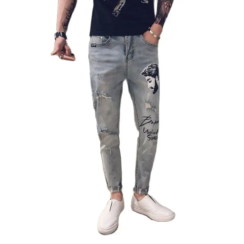 Wholesale 2022 Fashion Men's Ripped Jeans Brand New Slim Autumn Korean Men's Feet Riped Hole Teenagers Ankle Length Pants
Wholesale 2022 Fashion Men's Ripped Jeans Brand New Slim Autumn Korean Men's Feet Riped Hole Teenagers Ankle Length Pants