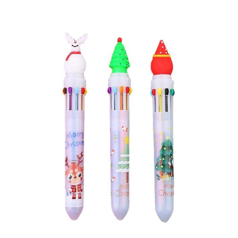 

10 In1 Ballpoint Retractable Pen 0.5mm Multicolor for Student Child Xmas Gift 5x W3JD