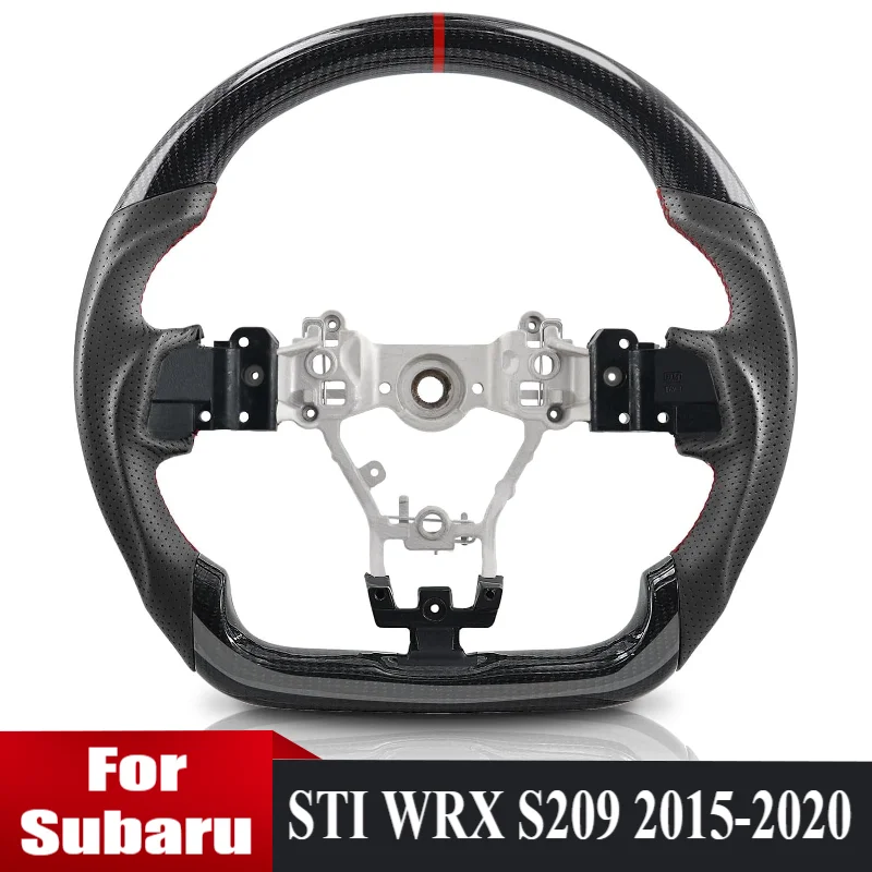 Руль из углеродного волокна для Subaru WRX и STI 2015-2021, автомобильный руль, перфорированная кожаная ручка, D-образная, с плоским дном 
Руль из углеродного волокна для Subaru WRX и STI 2015-2021, автомобильный руль, перфорированная кожаная ручка, D-образная, с плоским дном