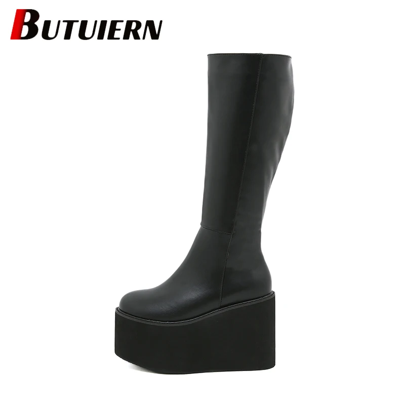 Winter New Fashion High-heeled Boots Women's Lace-up Boots Muffin Thick Bottom Patent Leather Chimney Moda Feminina
Winter New Fashion High-heeled Boots Women's Lace-up Boots Muffin Thick Bottom Patent Leather Chimney Moda Feminina