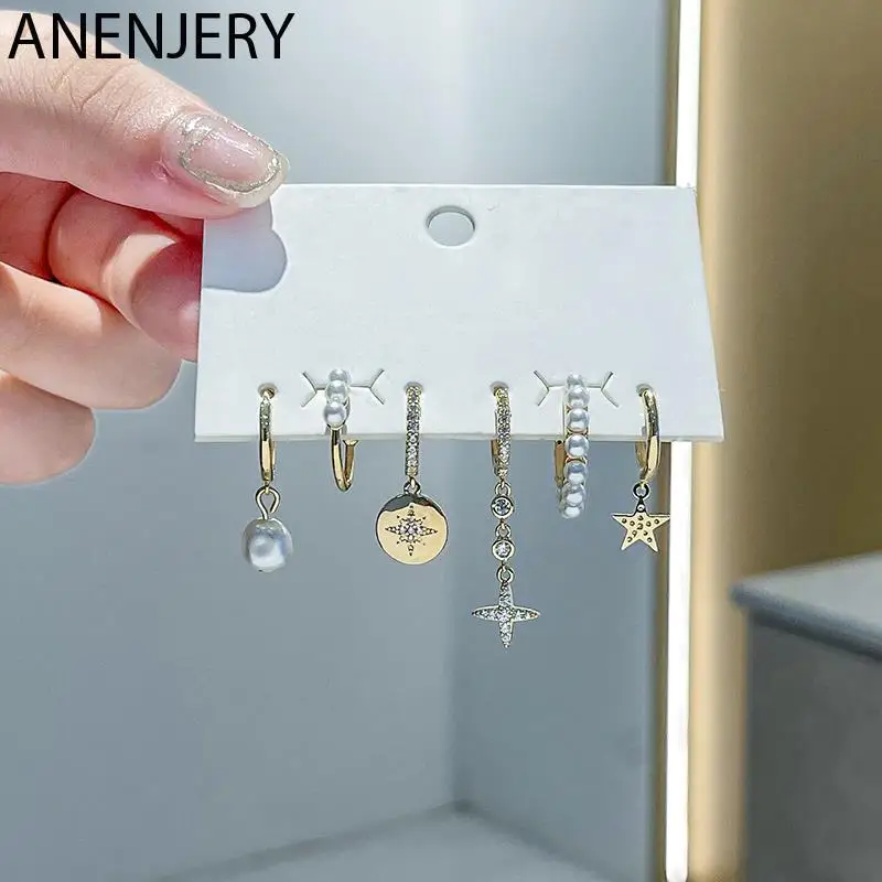 Набор из серебристый циркониевый серёг anenjry для женщин, 6 шт., с жемчугом
Набор из серебристый циркониевый серёг anenjry для женщин, 6 шт., с жемчугом