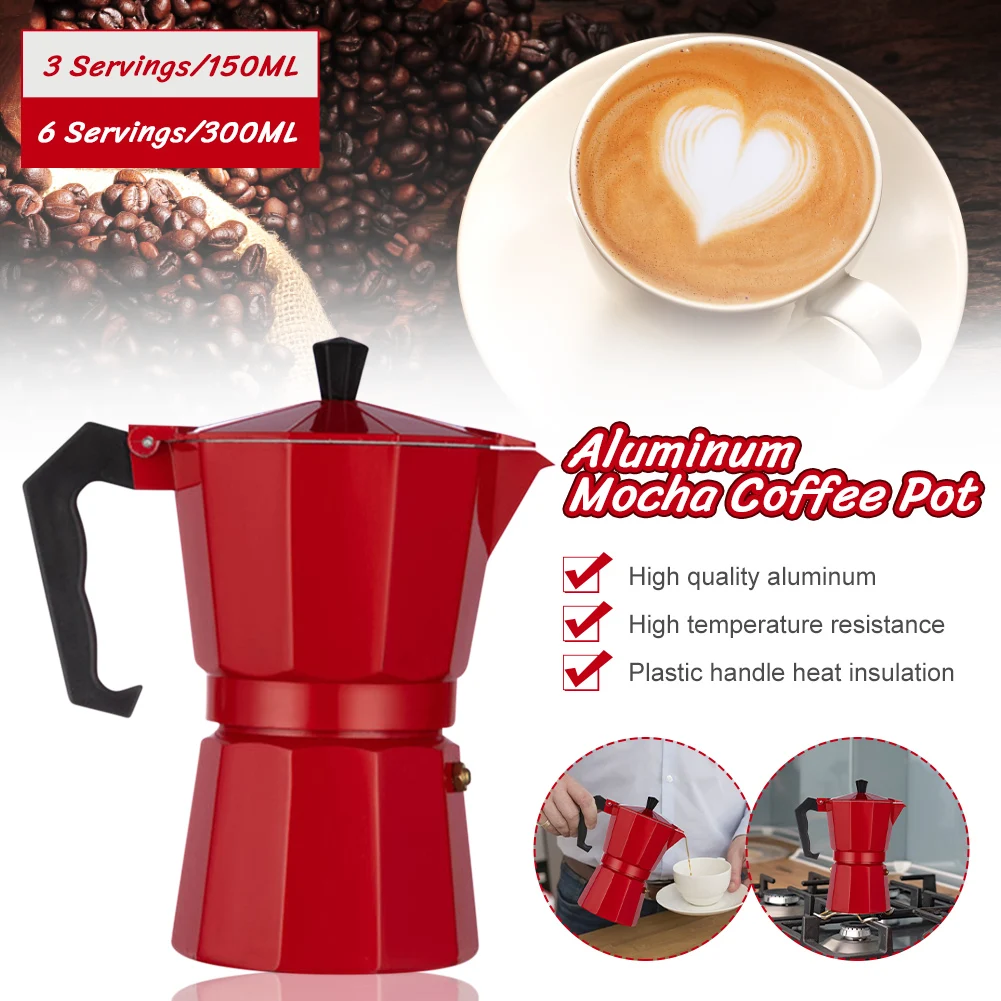 150/300ML Coffee Moka Pot Espresso Coffee Maker Moka Pot Aluminum Coffee Brewing Tools Coffee Kettle For Home Office Coffeeware
150/300ML Coffee Moka Pot Espresso Coffee Maker Moka Pot Aluminum Coffee Brewing Tools Coffee Kettle For Home Office Coffeeware