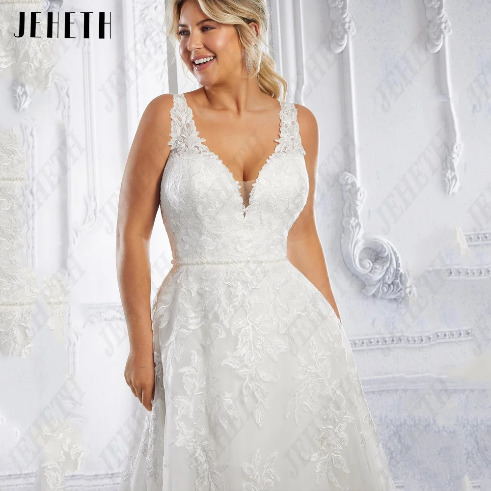 JEHETH Elegant Wedding Dresses Plus Size Sleeveless V-Neck Backless Tulle Bride Gowns Lace Applique A-Line Robe De Mariee 2024
JEHETH Elegant Wedding Dresses Plus Size Sleeveless V-Neck Backless Tulle Bride Gowns Lace Applique A-Line Robe De Mariee 2024