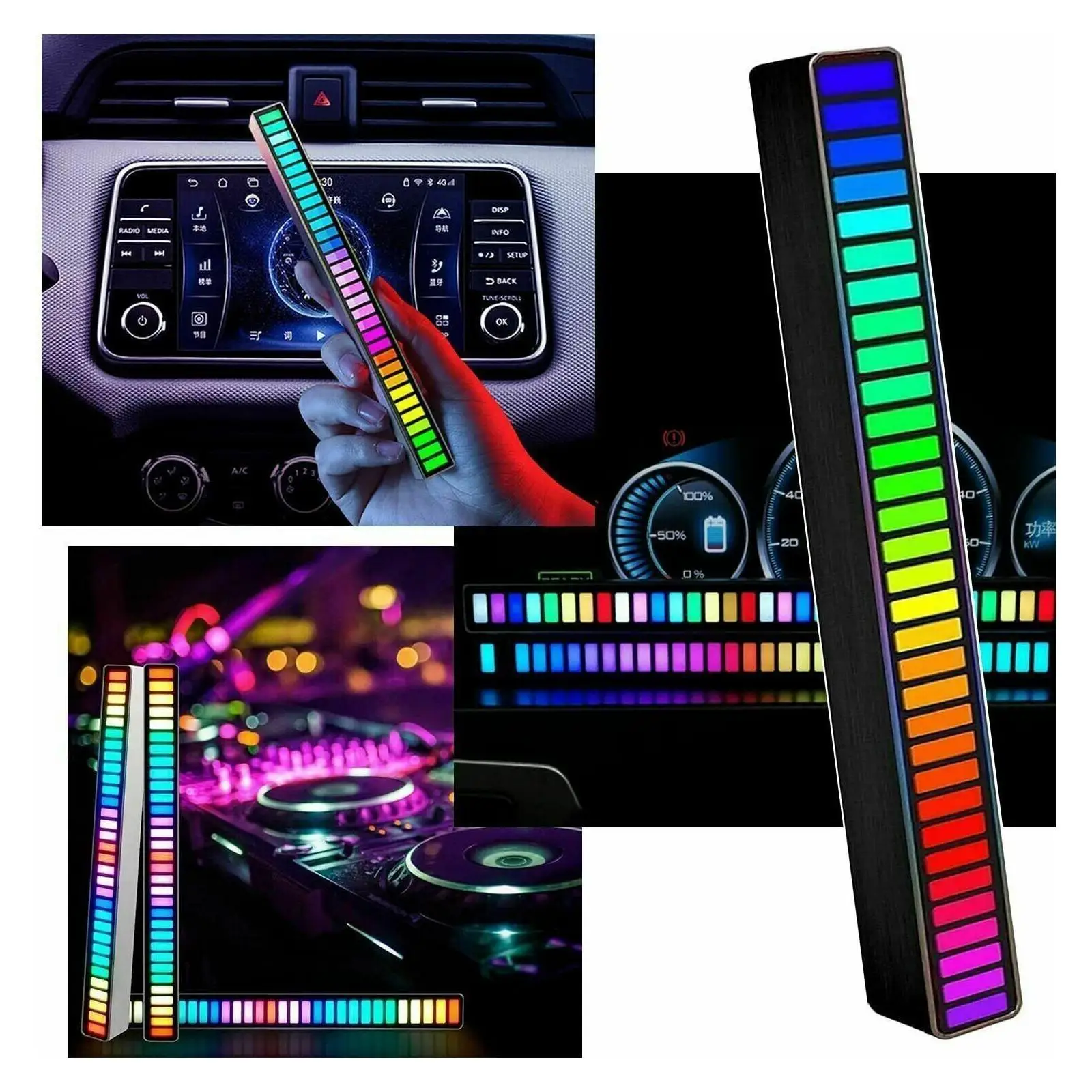 Автомобильный RGB-светильник с 32 светодиодный для управления звуком, с голосовой активацией 
Автомобильный RGB-светильник с 32 светодиодный для управления звуком, с голосовой активацией