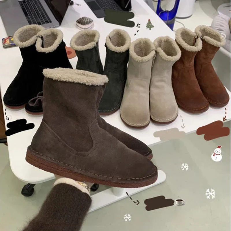 Retro Brown Khaki Fleece Ankle Boots For Women Casual Comfort Flat Shoes Winter Warm Non-slip Snow Boots Fashion Botas De Mujer
Retro Brown Khaki Fleece Ankle Boots For Women Casual Comfort Flat Shoes Winter Warm Non-slip Snow Boots Fashion Botas De Mujer