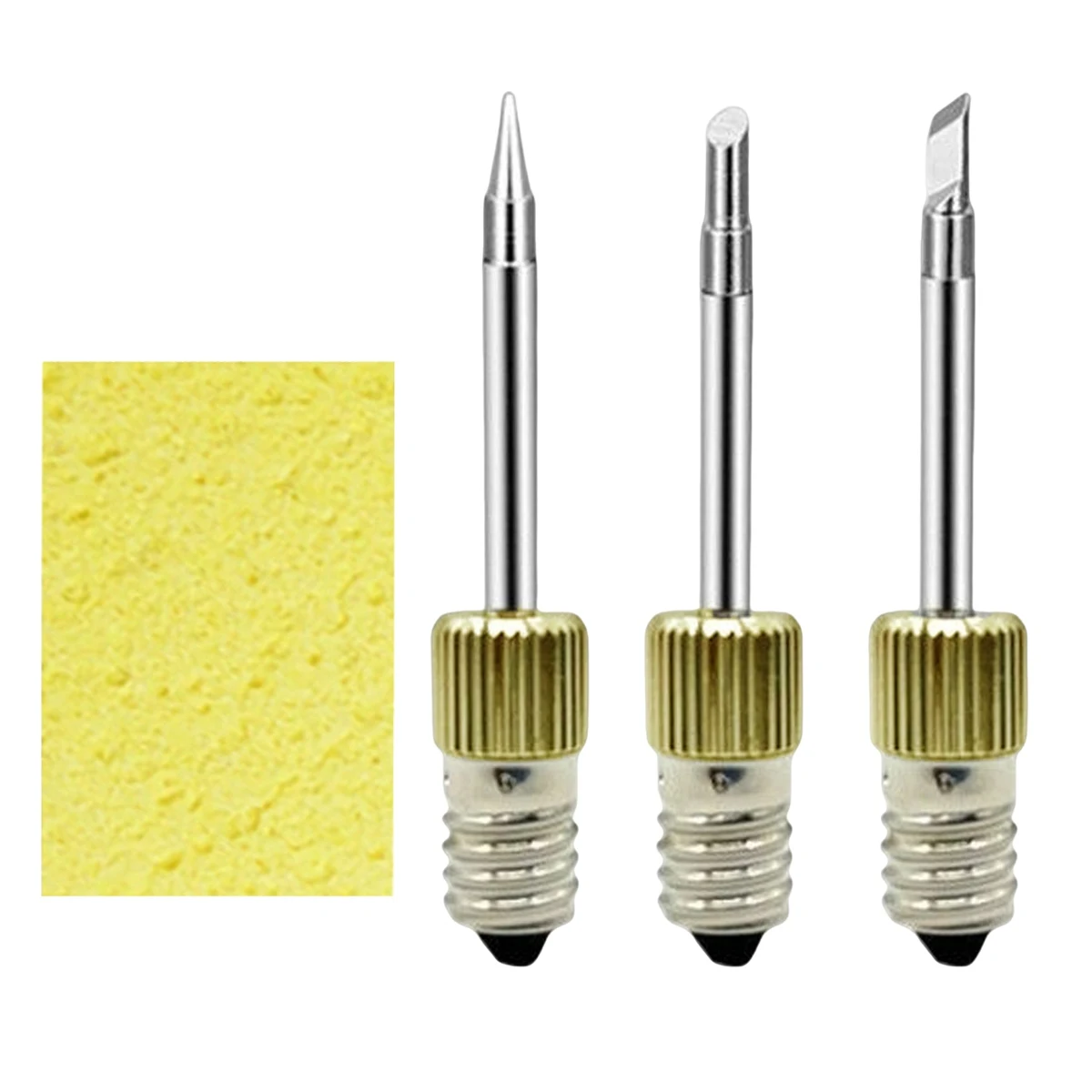 3PCS Welding Soldering Tips Threaded Soldering Head with Cleaning Sponge Soldering Tips for E10 Interface Tool (Gold)
3PCS Welding Soldering Tips Threaded Soldering Head with Cleaning Sponge Soldering Tips for E10 Interface Tool (Gold)